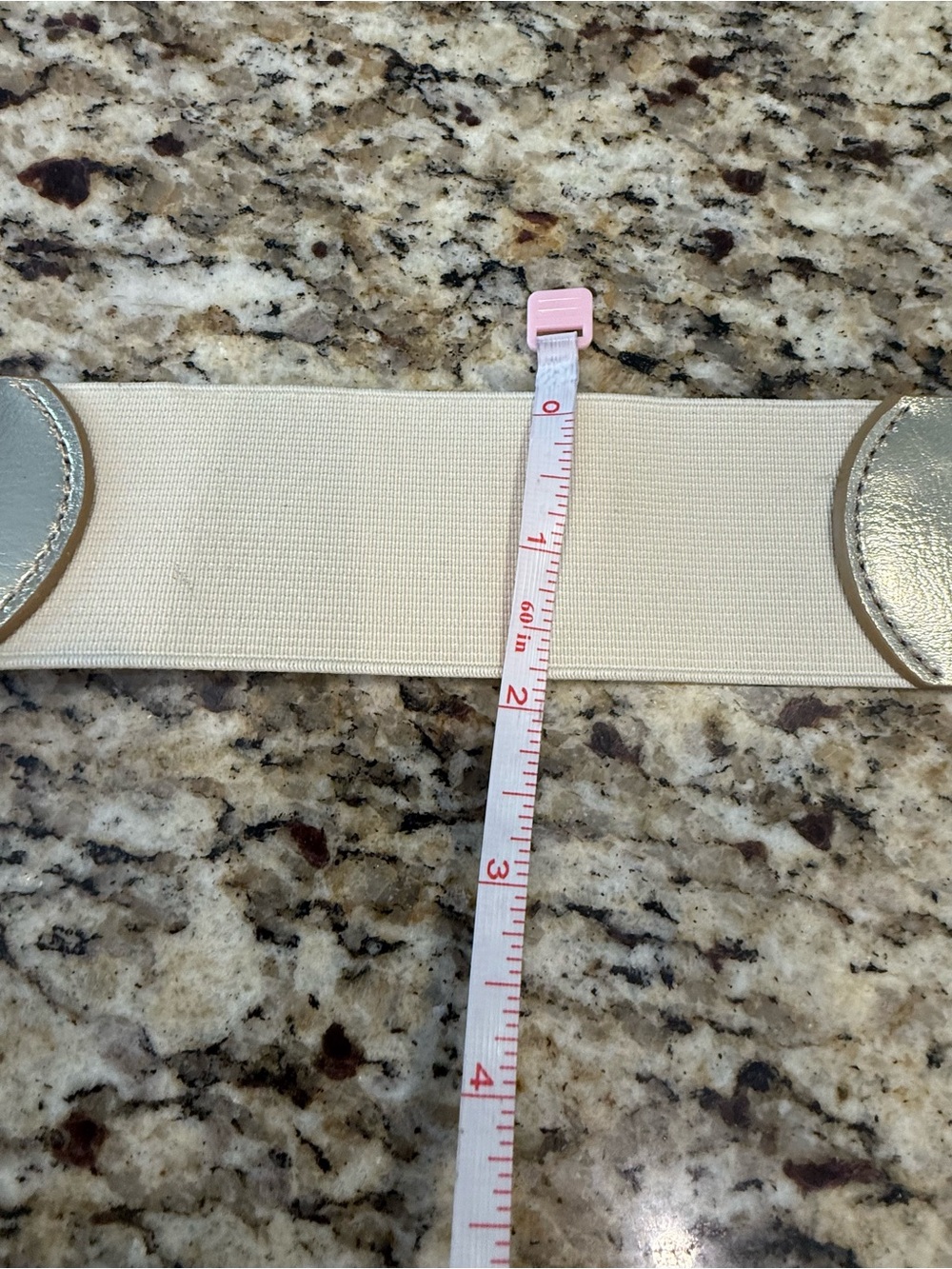 Venus rope braided silver gold metallic cream stretch belt SZ S/M - Picture 12 of 15